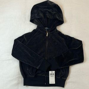 Girls M (8-10) Polo Ralph Lauren black velour full zip hoodie